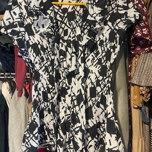 Abstract Black and White Women's Top